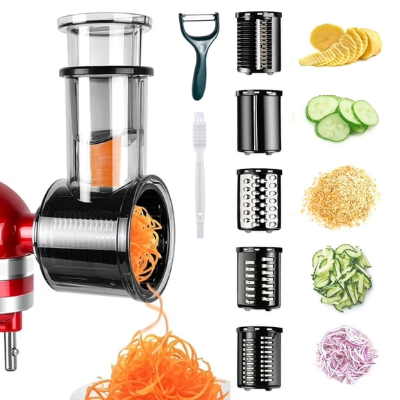 DXIMRX Slicer Shredder Attachment for KitchenAid Stand Mixer Cheese Grater Attachments, 5 Blades