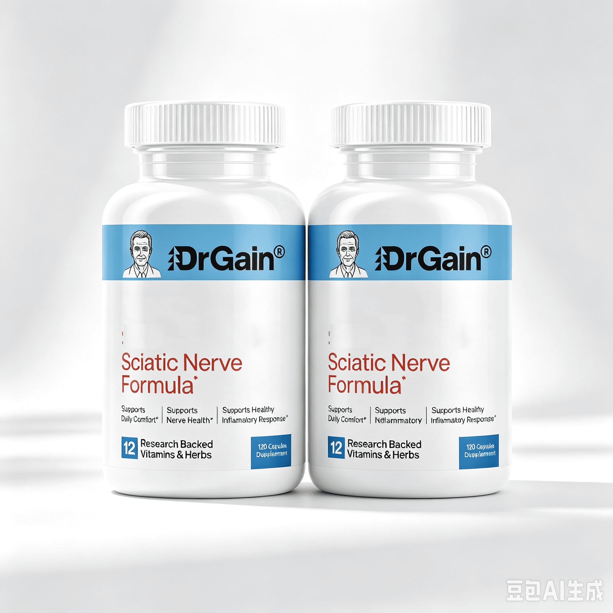 DrGain Sciatic Nerve Support Supplement with PEA, Alpha Lipoic Acid, Acetyl L-Carnitine & Vitamin B Complex, Vegan Capsules for Nerve Health Support,2-PACK