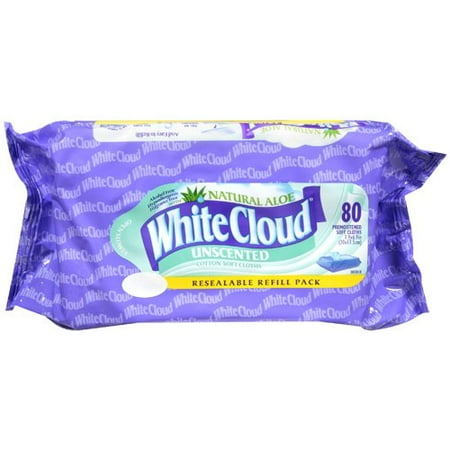 White Cloud Flushable Wipes, 80 Ct