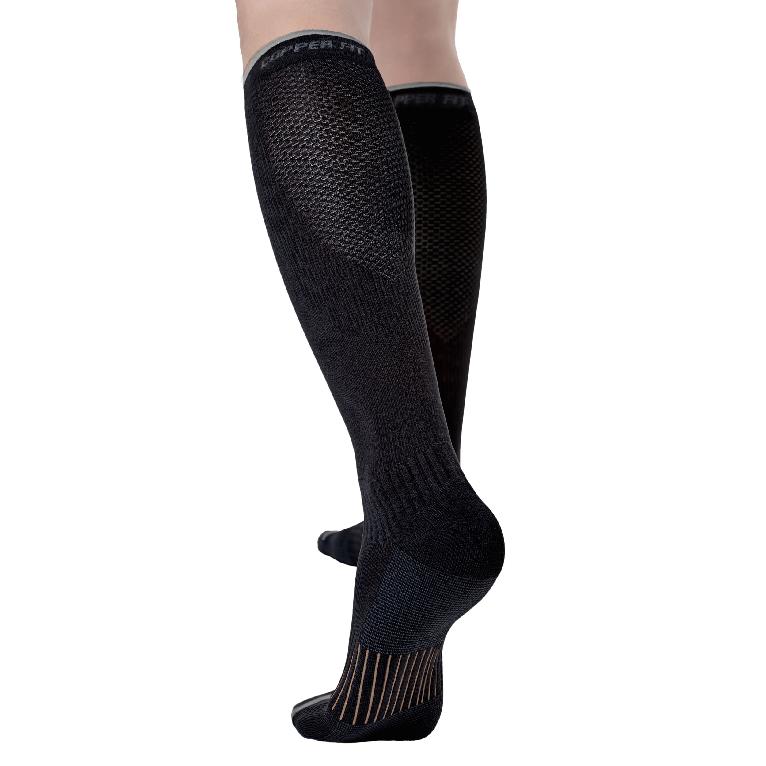 Copper Fit Energy Unisex Easy-On/Easy-Off Knee Compression Socks, Black, S/M, 1 Pair