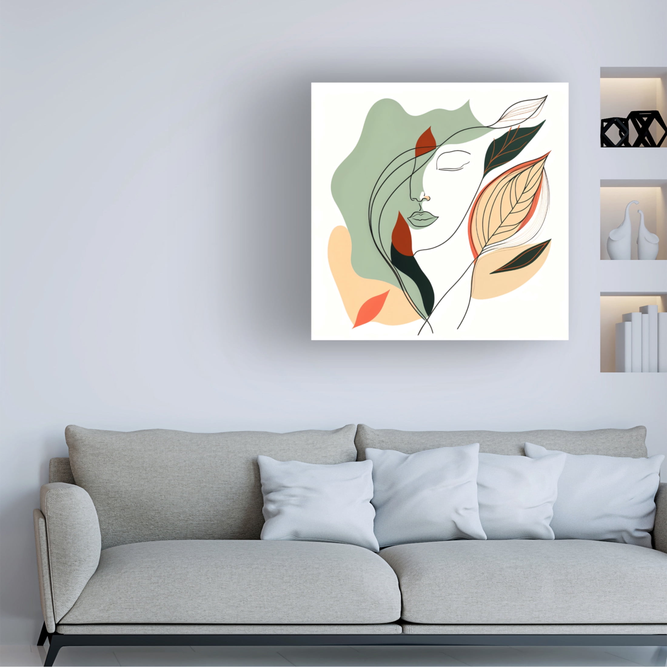 Canvas Wall Art - Ray Heere 'Botanical Minimalism Portraits 6' Wall Art for Living Room, Bedroom, or Office Décor by Trademark Fine Art - 24 x 24 Inches