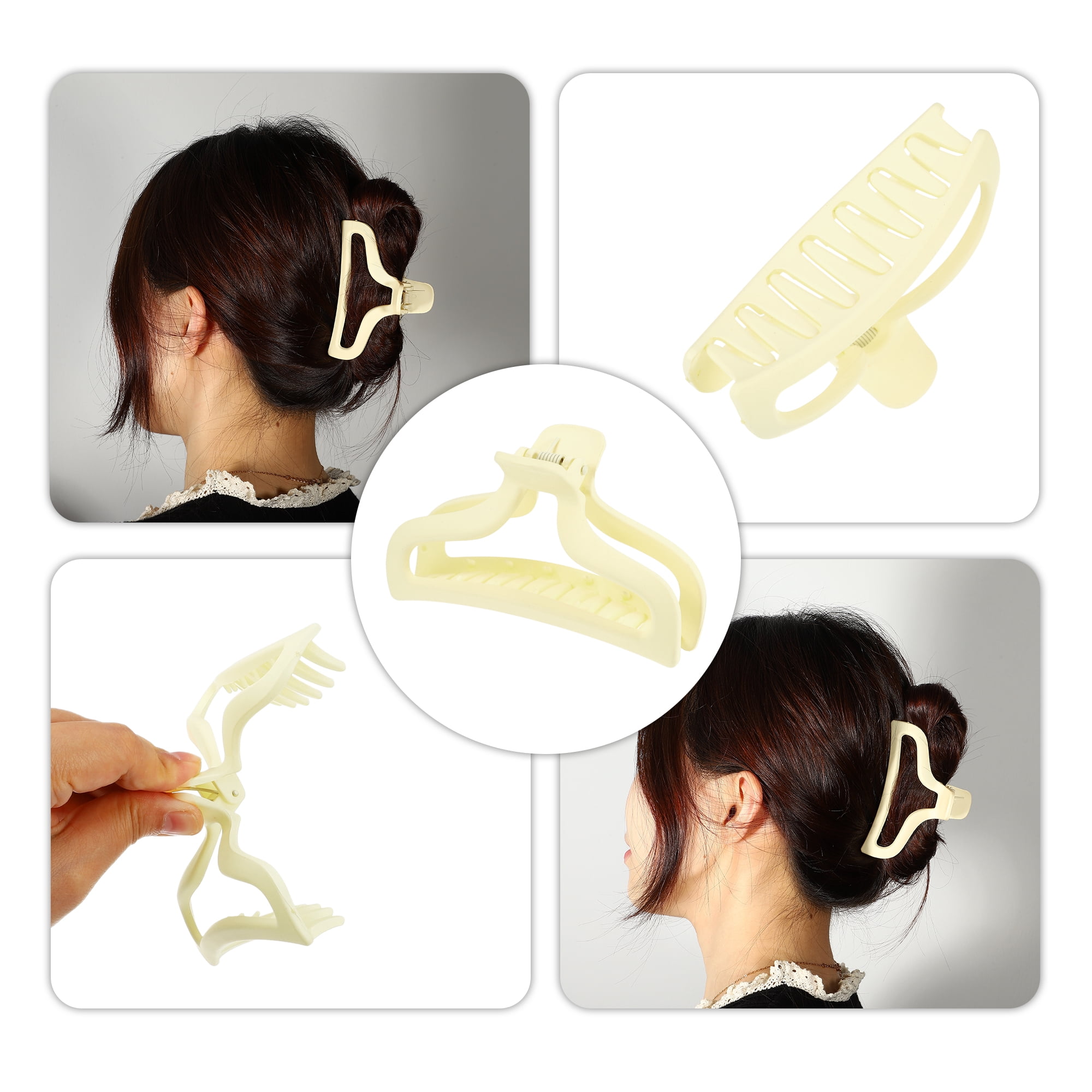 Unique Bargains Plastic Hair Claws Hair Clips Hair Barrettes Light Yellow