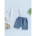 thumbnail image 4 of Arvbitana 0M 6M 12M 18M 24M 3T Infant Baby Boys 4th of July Shorts Set Short Sleeve Letters Print T-shirt with Shorts Summer Outfit 2Pcs, 4 of 9
