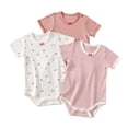 thumbnail image 2 of Mifsaly 3 Pack Baby Girls Boys Short Sleeve Bodysuits Newborn Infant Cotton Bodysuit with Shoulder Snap & Bottom Snap Crotch, 2 of 9