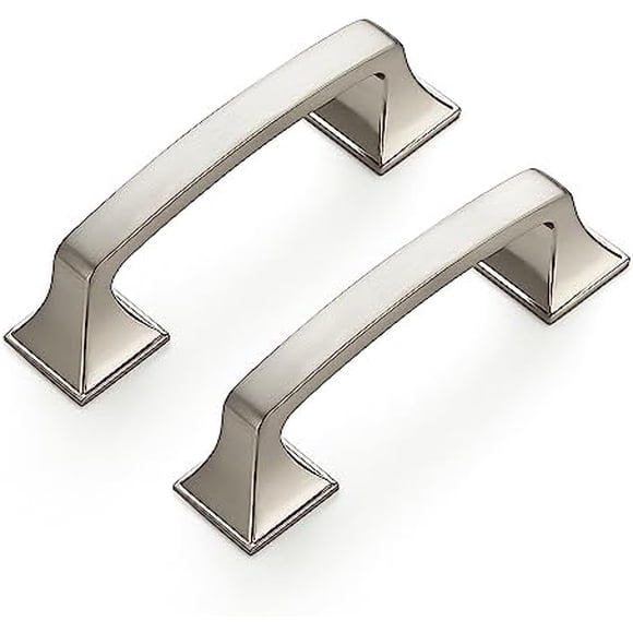30 Pack Solid 3" Square Foot Cabinet Arch Pull Kitchen Cabinet Handles Brushed Nickel Cabinet Pulls Silver Drawer Pulls Kitchen Cabinet Hardware Kitchen Handles for Cabinets Cupboard Handles Brushed