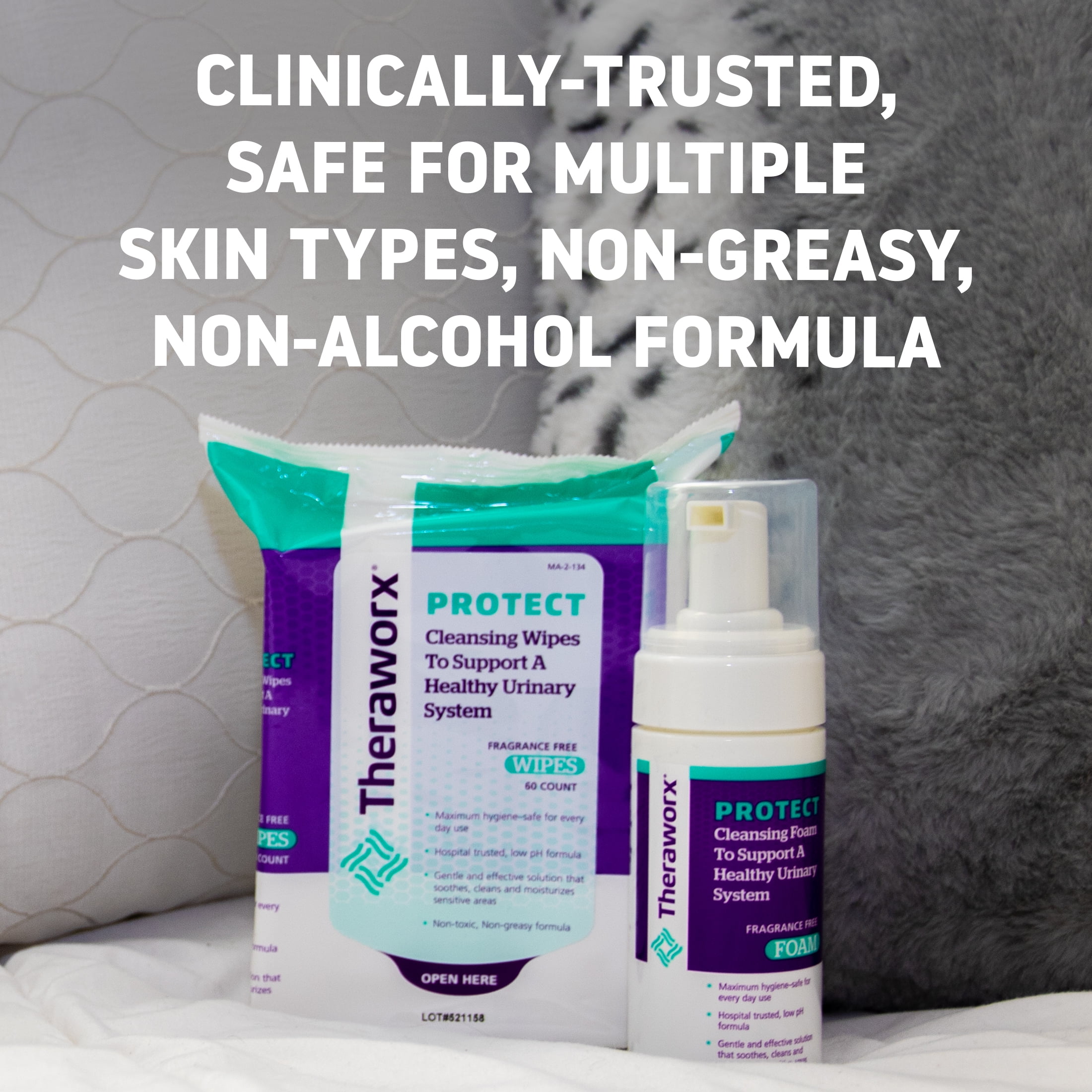 Theraworx Protect U-PAK 60ct wipes and 3.4 fl oz Foam