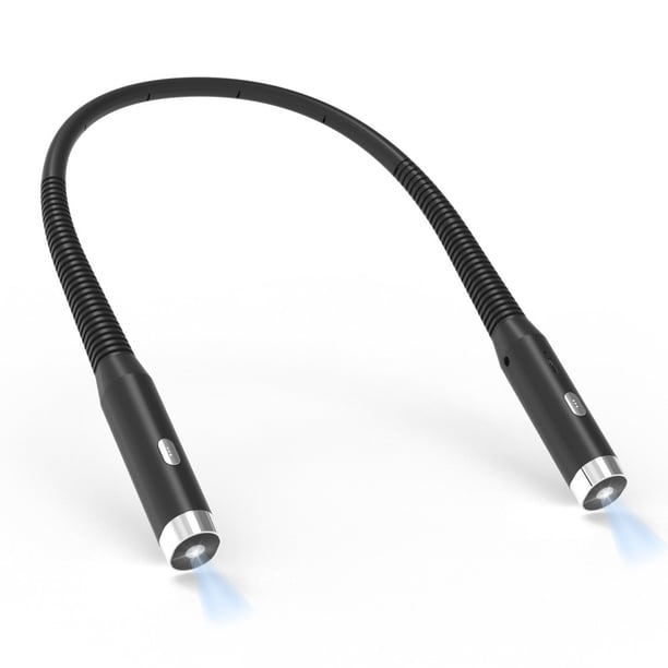 Luz de lectura LED recargable para cuello, luces de libro para leer en la cama, 3 niveles de brillo, brazos flexibles de silicona suave, uso cómodo, larga duración. Perfecto para lectores, m