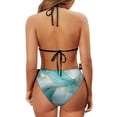 thumbnail image 6 of Chririnla Women's Teal Gold Marble Halter Triangle Bikini Set - Sexy Tie Side Two Piece Swimsuit for Beach Vacation & Pool Party, 6 of 9