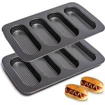 Wekvgz 2Pcs Hot Dog Bun Pan Carbon Steel Hotdog Bun Mold Nonstick Hot Dog Baking Mold Evenly Heated Hot Dog Baking Pan Reusable Hot Dog Baking Tray Practical Hot Dog Bread Mold for Baking