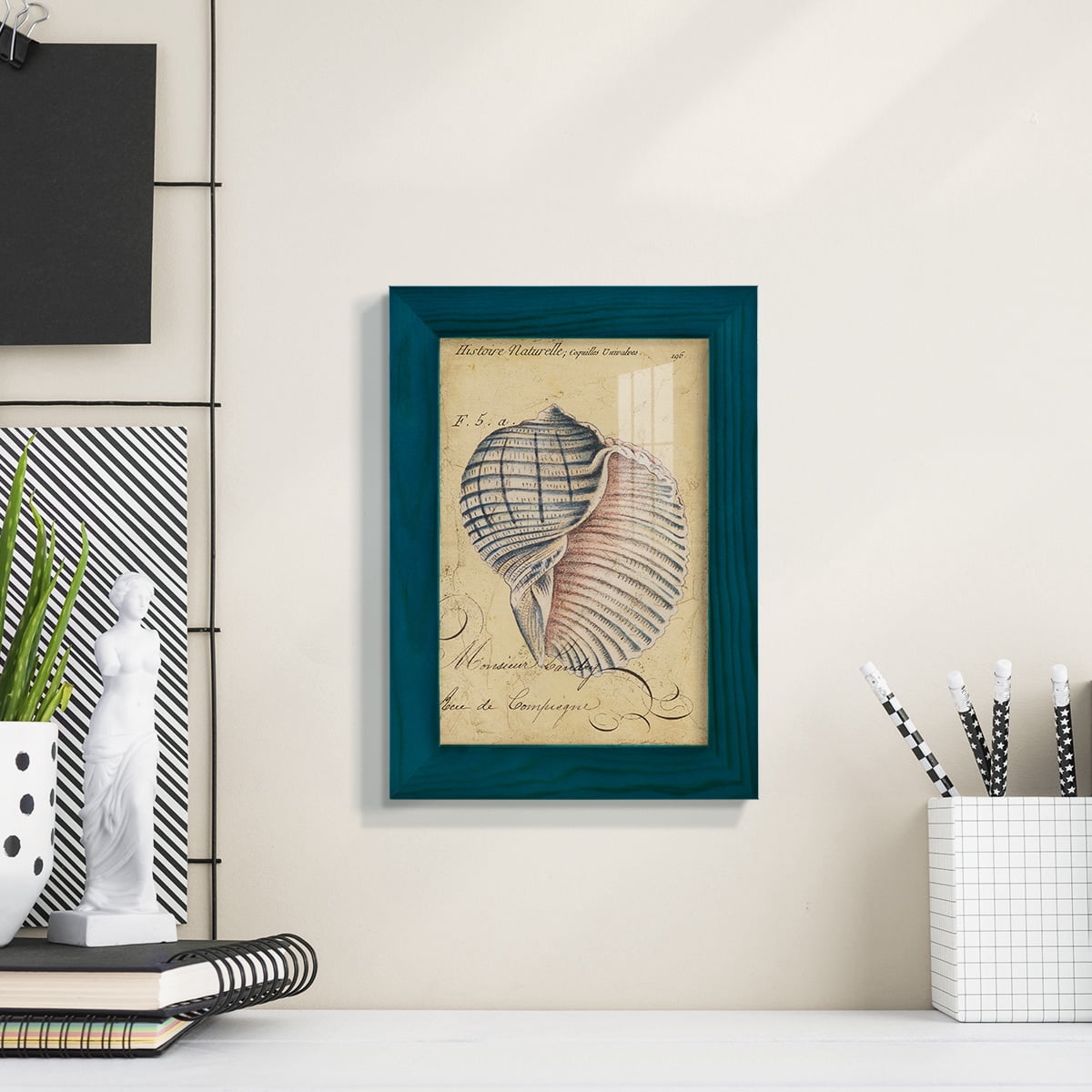 Seashell Ephemera V - Framed Print w/glass - Ocean Blue