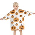 thumbnail image 3 of Halloween Simple Pumpkin Pattern Blanket Hoodies for Kids 6-13YR Oversize Wearable Blanket Hoodies for Boys Girls Teens, 3 of 7