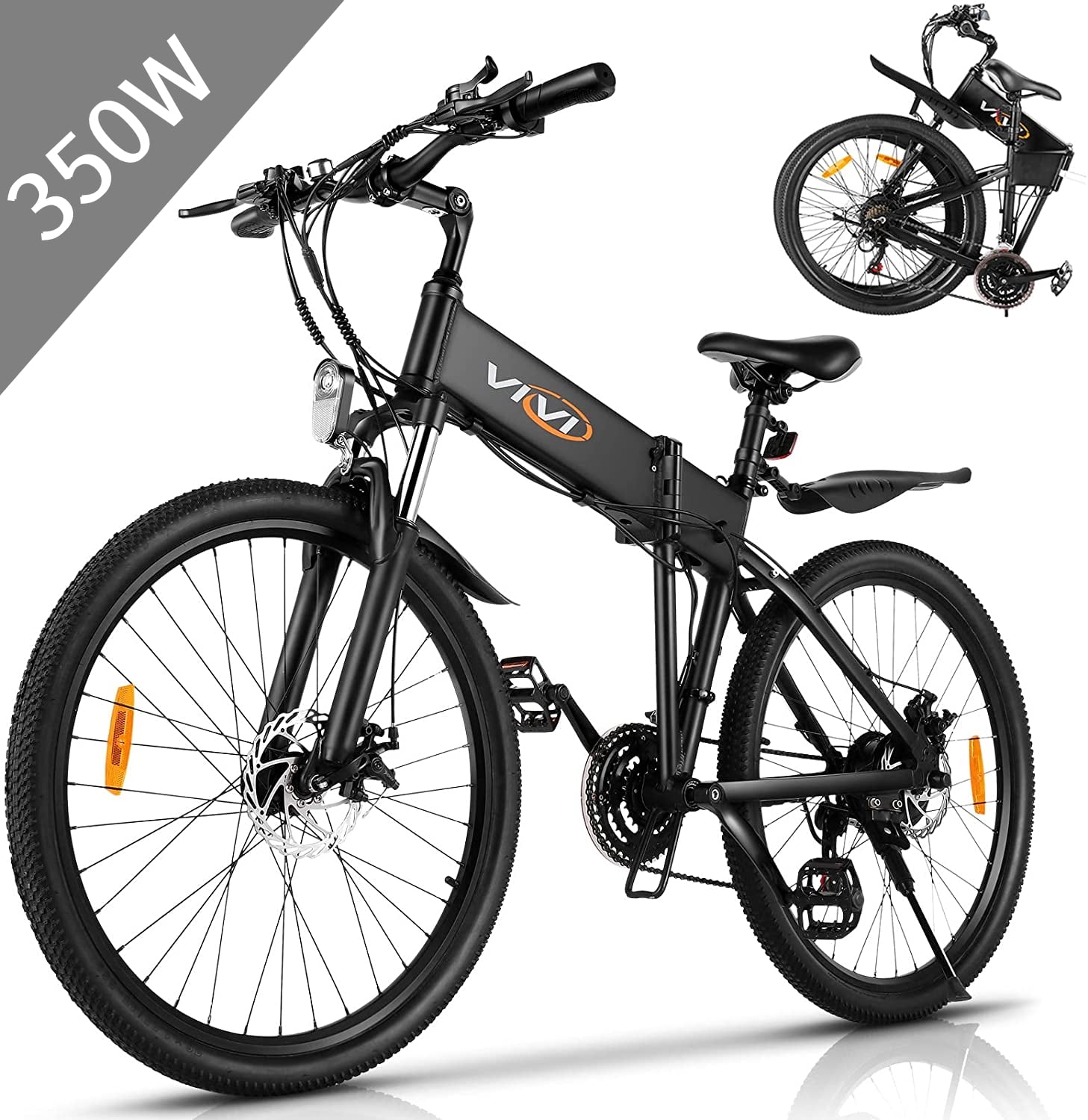 350W Electric Bike Mountain Beach Bicycle City Folding EBike Removeable Battery< 
