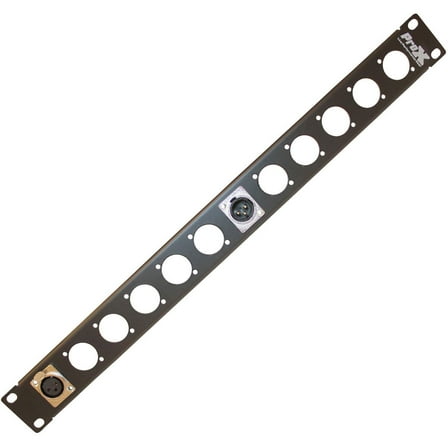ProX 1U Rack Panel Punched for 12 XLR, Speaker Twist Connector or Power Connection Compatible Connectors