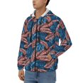 thumbnail image 3 of Wukai Tropical Leaves Print Men's Zip-Up Hoodie,Fleece Full-Zip Hoodie for Men, Hooded Sweatshirt-XX-Large, 3 of 5
