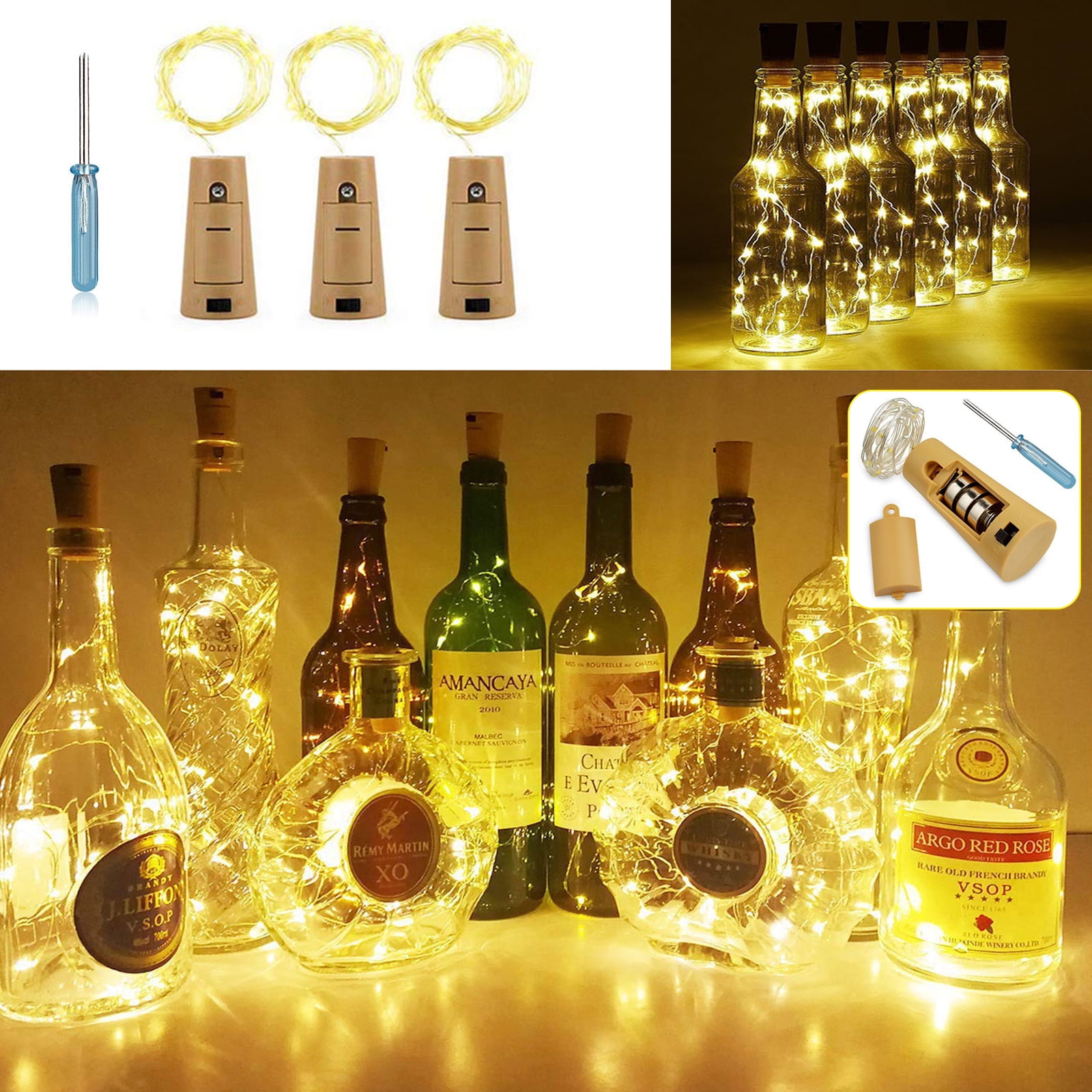 20LED 2M Wine Bottle Cork Shaped String Lights Night Fairy Light Lamp Home Bar