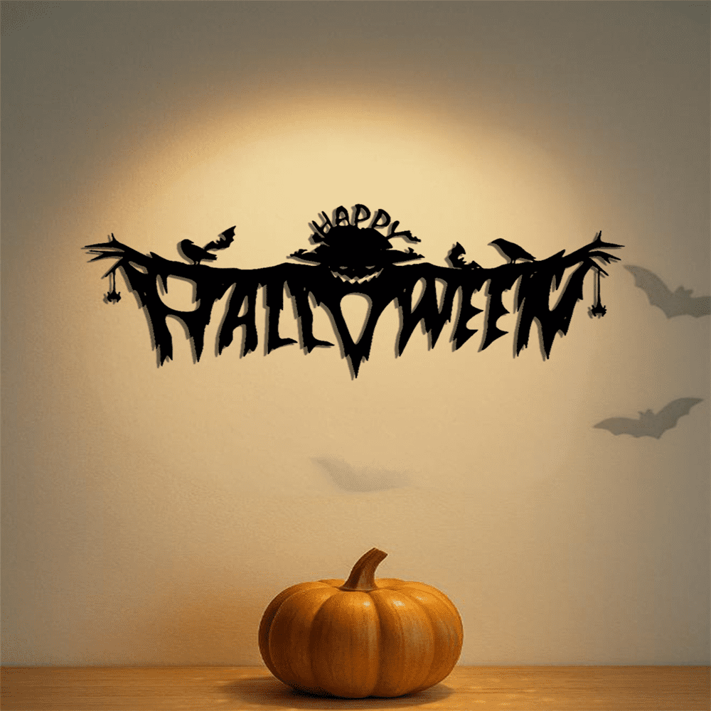 Gothic Halloween Metal Wall Art Decor for Living Room Bedroom Spooky Indoor Gothic Accents Horror Theme Party