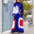 thumbnail image 4 of Vestido largo con bloques de color rojo, blanco y azul retro, vestidos de novia para mujer, vestidos de noche de lujo 2024, 4 of 5