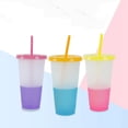 thumbnail image 4 of Aosijia 5 Pcs Color Changing Cups with Lids Straws 24 oz Reusable Bulk Tumblers Plastic Cold Cups for Adults Kids for Party and Travel, 4 of 11