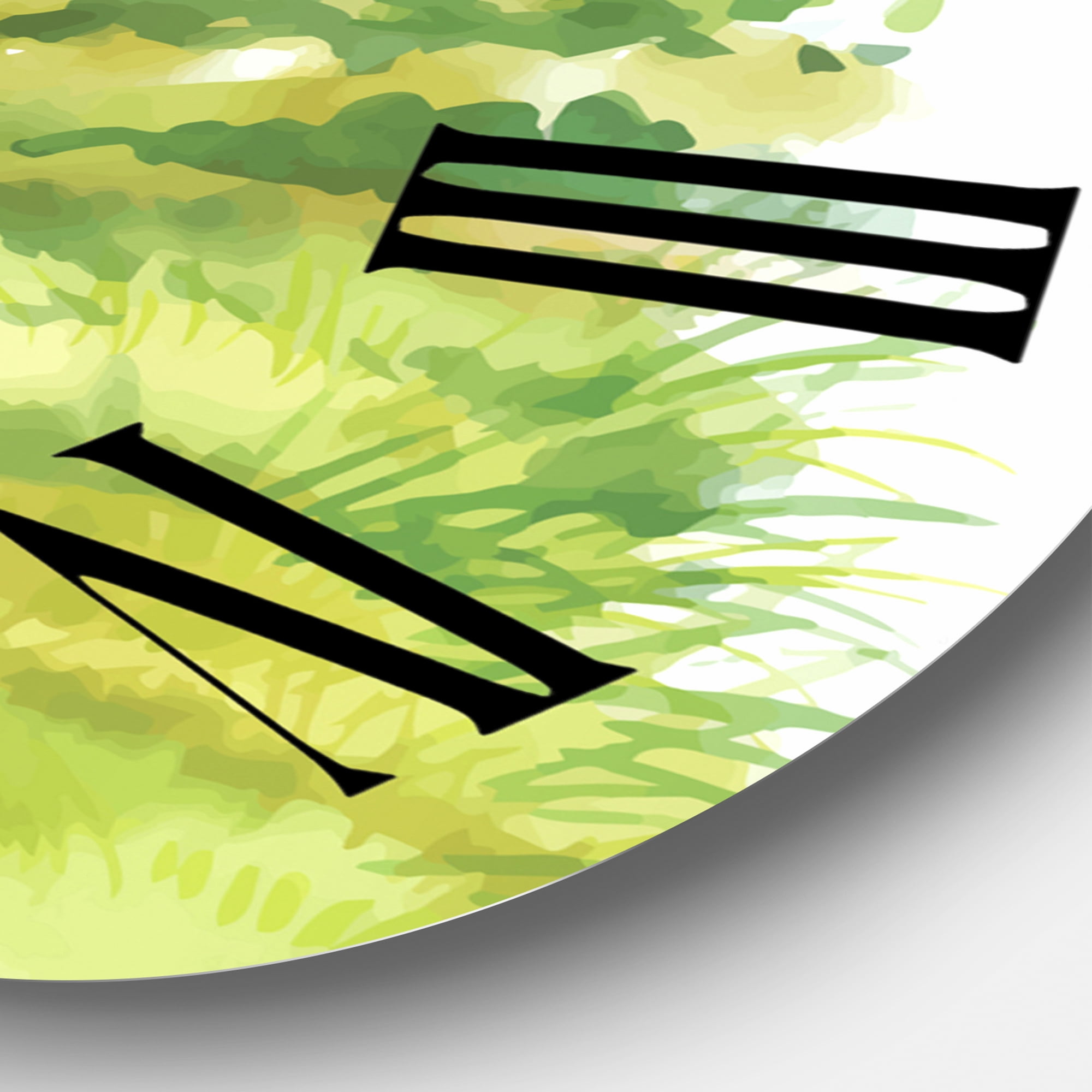 Designart 'Rural Green Landscape With Boat' Lake House Wall Clock