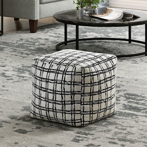 Black White Accent Pouf / Enhance Home Aesthetics