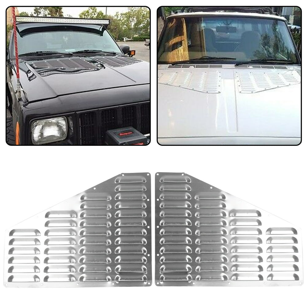 For 8401 Jeep XJ Cherokee Louver Aluminum Hood Bolt On Vent Panels Kit