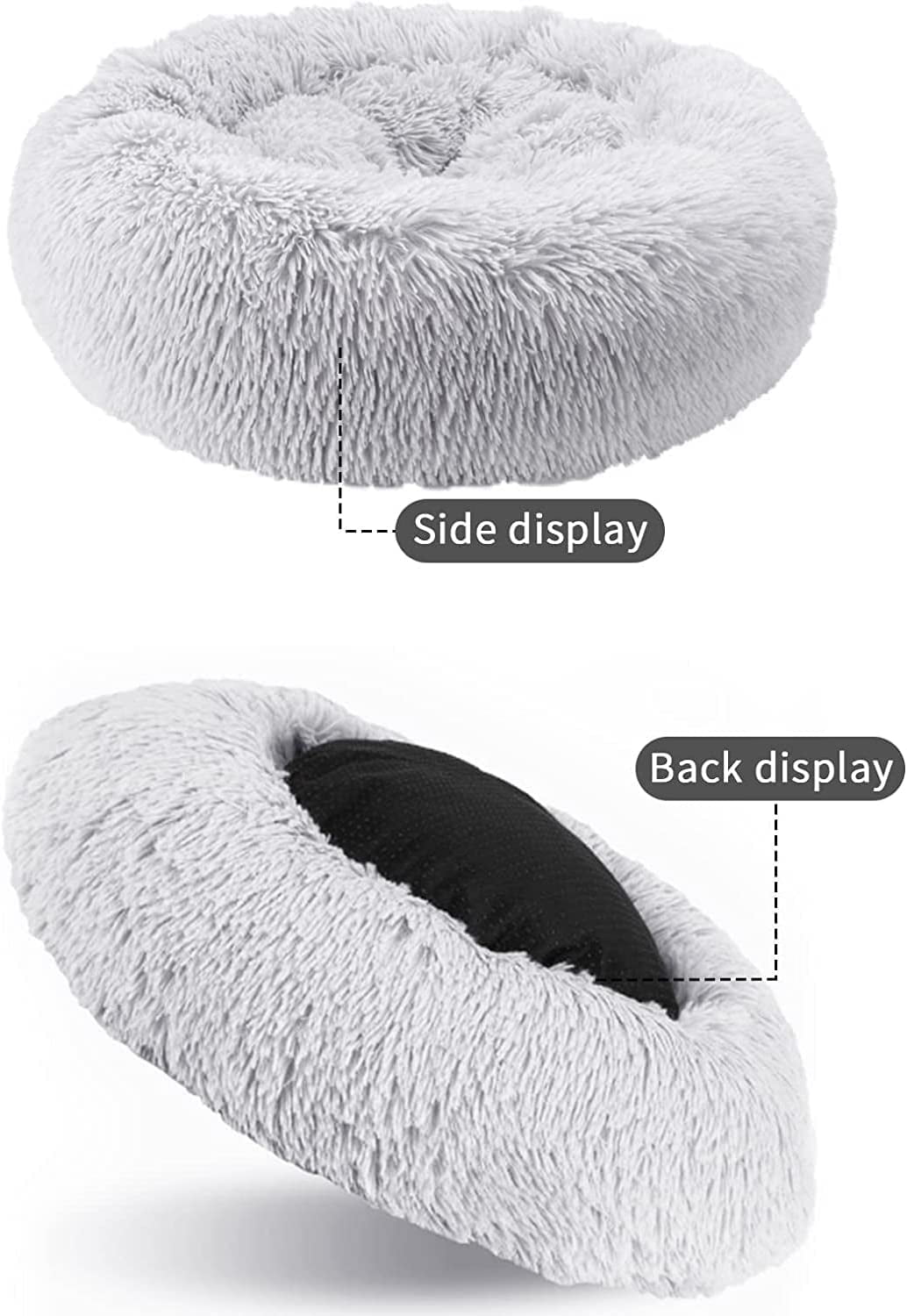 Charlore Dog Bed & Cat Bed, Anti-Anxiety Puppy Bed Warming Cozy Round Soft Pet Bed, Machine Washable Calming Donut Bed