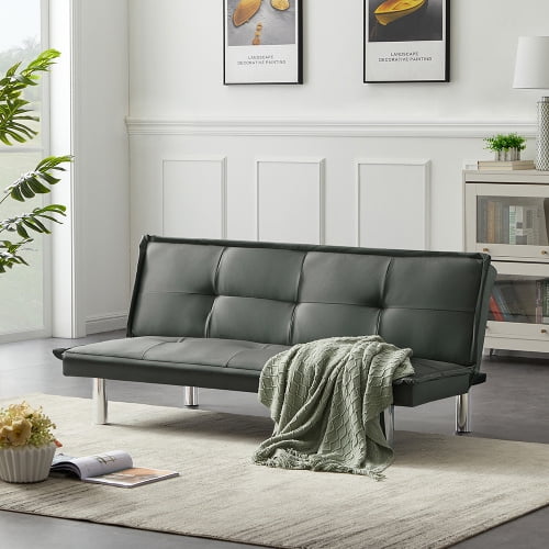 Pu Leather Sleeper Sofa Bed Couch Anysun Convertible Folding Futon With Sy Metal Legs Easy Clean And Assemble Gray Com Pu Leather Sleeper Sofa Bed Couch, Easy To Assemble Sofa Bed