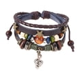 thumbnail image 3 of Xuanheng PU Leather Beaded Bracelet Musical Note Charm Bracelet for Gift Dating Daily Brown, 3 of 8