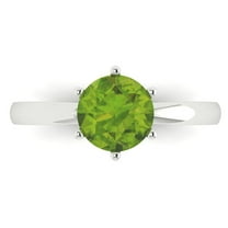 1.5 ctw Solitaire Anniversary Ring for Women | Round Cut Natural Peridot | Hyperallergenic Solid 18K White Gold