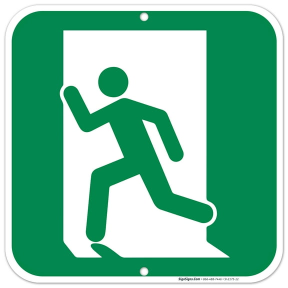 Emergency Exit Sign, (Left), 12x12 Aluminum