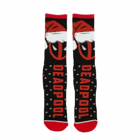 Deadpool Santa Claus Hat Logo Athletic Crew Socks