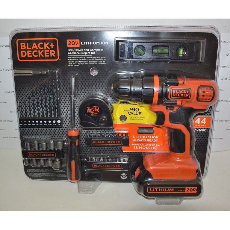 Refurbished Black Decker LDX50PK B d 20v Lithium Drill 44pc