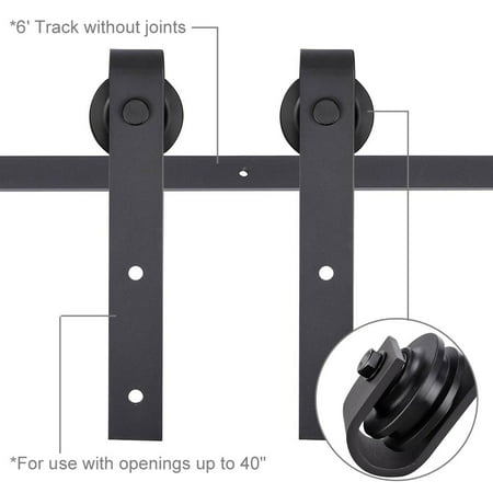 Enclosed Sliding Door - 6ft Heavy Duty Steel Sliding Barn Wood Door Closet Hardware Set Single System Track Kit J Shape Hanger