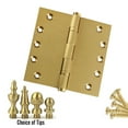 thumbnail image 2 of EMBASSY Door Hinge 5 x 5 Solid Brass Satin Brass with Steeple Tips, 2 of 7