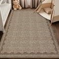 thumbnail image 2 of Hasoo Scalloped Washable Area Rug for Living Room Dorm Non Slip Indoor Geometric Bordered Throw Carpet, 5' x 7' Brown, 2 of 5