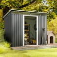thumbnail image 2 of 8' x 6' FT Outdoor Storage Shed, Metal Garden Shed with Transparent Panel Window, Heavy-Duty Weather Resistant for Backyard Garden, Dark Gray, 2 of 7