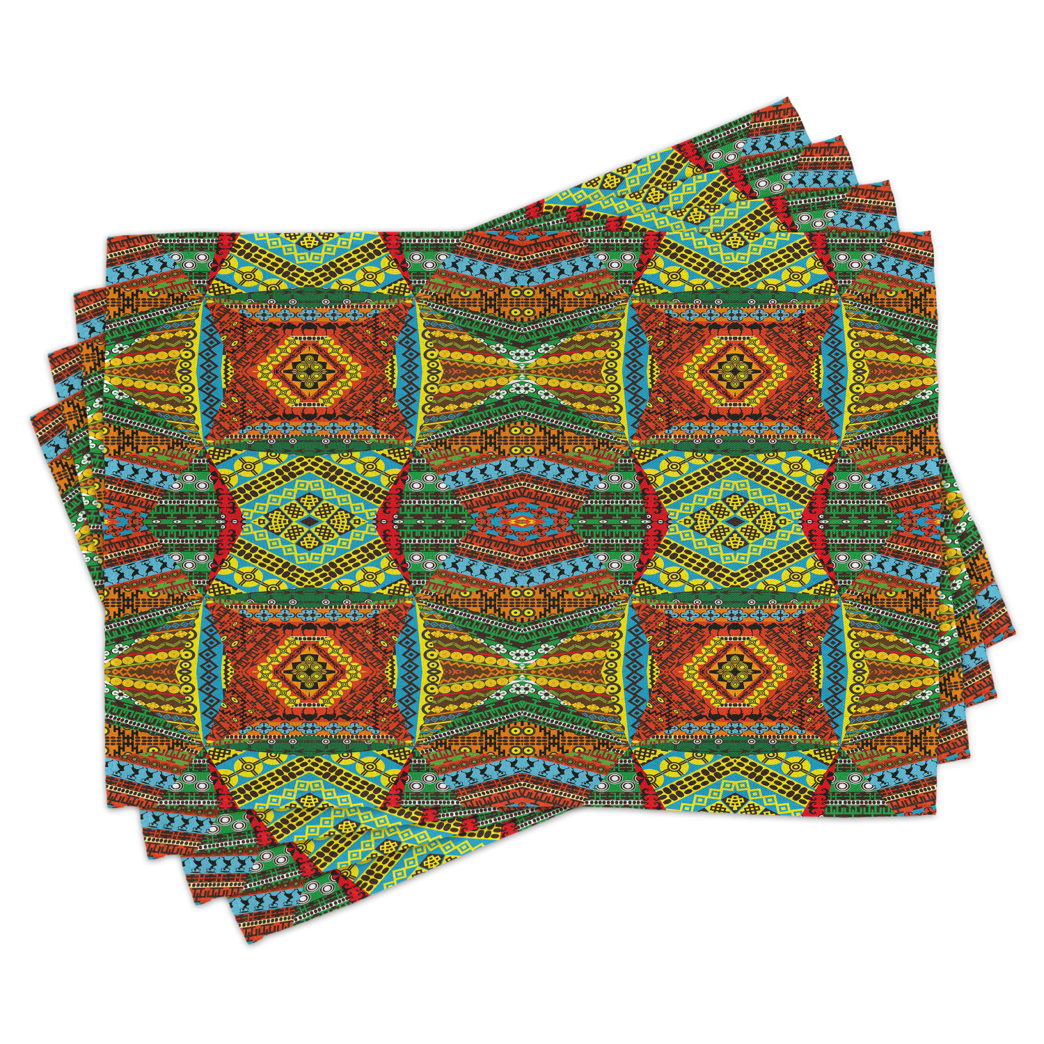 Ambesonne African Place Mats Set of 4, Native Motifs, Standard Size