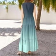 thumbnail image 5 of Horkkom Pleated Dress for Women Summer Casual Midi Dresses V Neck Gradient Print Sleeveless Dress Beach Vacasion Tiered Dress Blue 2XL, 5 of 5