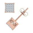 thumbnail image 2 of 1/2 Carat Princess Cut Diamond Stud Earrings in 10K Rose Gold, 2 of 4