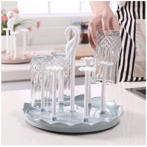 Escurridor de cocina Portavasos Botella de agua Escurridor de secado - Cabeza de cisne Escurridor de plástico Soporte Taza/Botella para cocina/Comedor/Sala de estar Estante para tazas ensamblado Fokelyi HMFJ070-1
