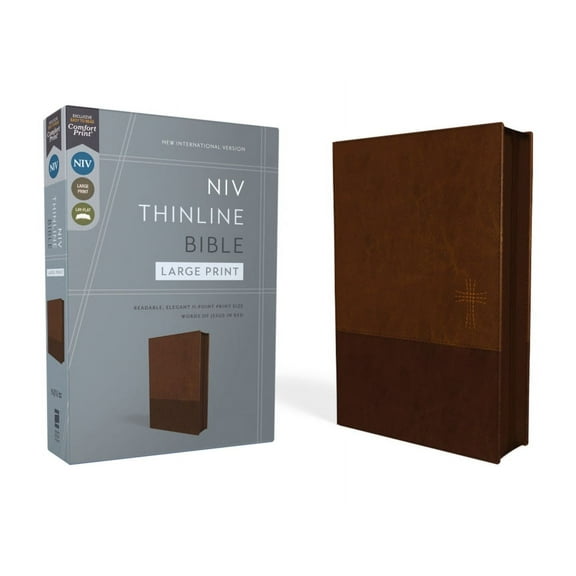 Niv, Thinline Bible, Large Print, Leathersoft, Brown, Zippered, Red Letter, Comfort Print, (Hardcover)
