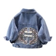 thumbnail image 2 of AVRNLIQ Girls Distressed Blue Denim Jacket, Cropped Western Lapel Casual Coat for Kids & Big Girls 2-12Y,Size 2 T, 2 of 8