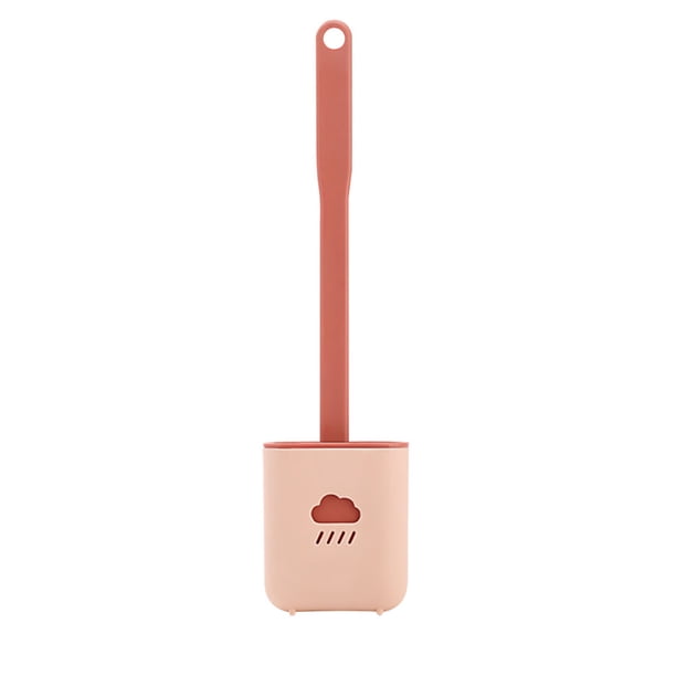 Bewildely Cepillo de baño de silicona con soporte, juego de cepillo de limpieza creativo, cepillo de plástico suave, cepillo de mango largo, cepillo de Suministros de limpieza para el hogar Rosado Bewildely HA005523-02