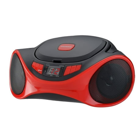 Boom Box Iphone, Red Bluetooth Portable Radio Led Boom Box, Adapter (Best Hindi Radio App For Iphone)