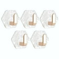 thumbnail image 2 of HomiTools HexagonWall Mount Hooks 5pc No Drill Wall Hanging Storage Rack Damage Sticky Hooks Bathroom Towel Organizers Kitchen Storage Clips Gold, 2 of 9