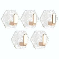 WMGHA Hexagon Wall Mount Hooks – No Drill Adhesive Hanging Rack with Water Droplet Design – Damage-Free Sticky Hooks for Towels, Keys, Kitchen & Bathroom (5-Pack)