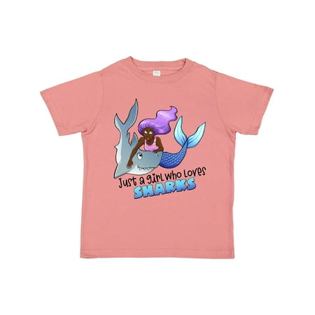 

Inktastic Just a Girl Who Loves Sharks- Mermaid Gift Toddler Toddler Girl T-Shirt