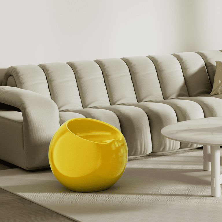 Magshion Orb Ball Shaped Stool Armless Floor Sofa Modern Chair Seat for Indoor Living Room Bedroom and Reading Room Yellow