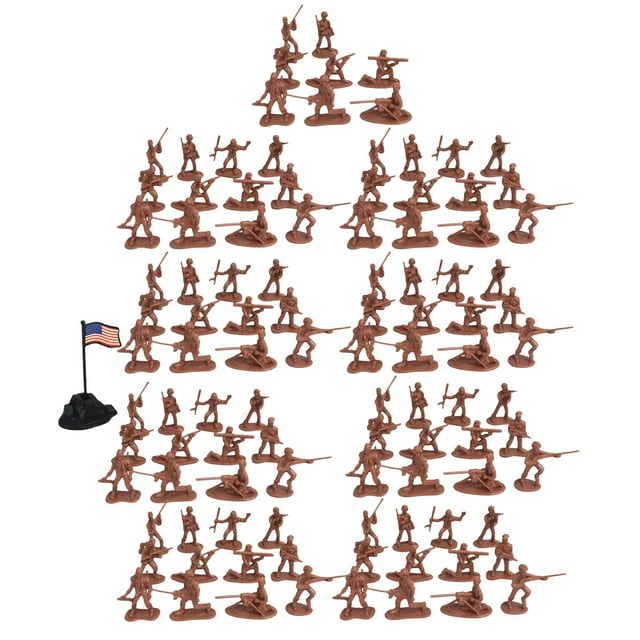 MERIGLARE 100 Pcs Figurines d'Action de Soldats Miniatures avec Drapeau National Diverses Poses Rouge