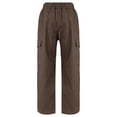 thumbnail image 5 of YONGHS Girls Kids Casual Jogger Sweatpants Loose Cargo Pants Trousers Hip Hop Jazz Street Dancewear Brown 16, 5 of 7